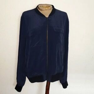 Equipment 💯 Silk Bomber Jacket, Blue, Size L